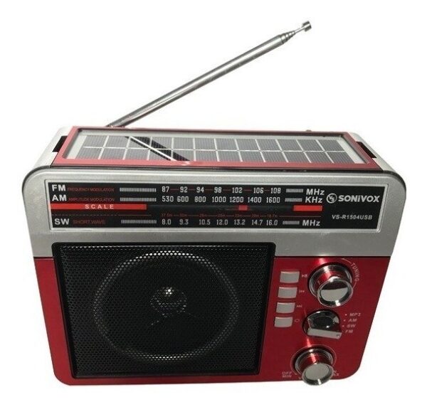 RADIO PARLANTE INALÁMBRICO AM/ FM/ SW CON PANEL SOLAR Y USB - Image 3