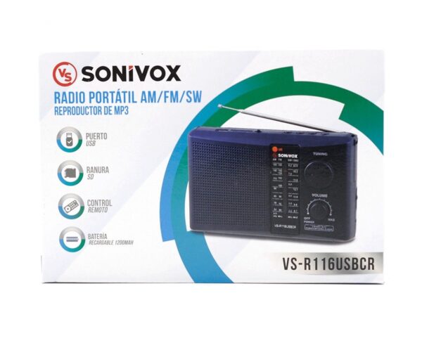 RADIO PARLANTE INALÁMBRICO AM/ FM/ SW SONIVOX VS-R116 - Image 3