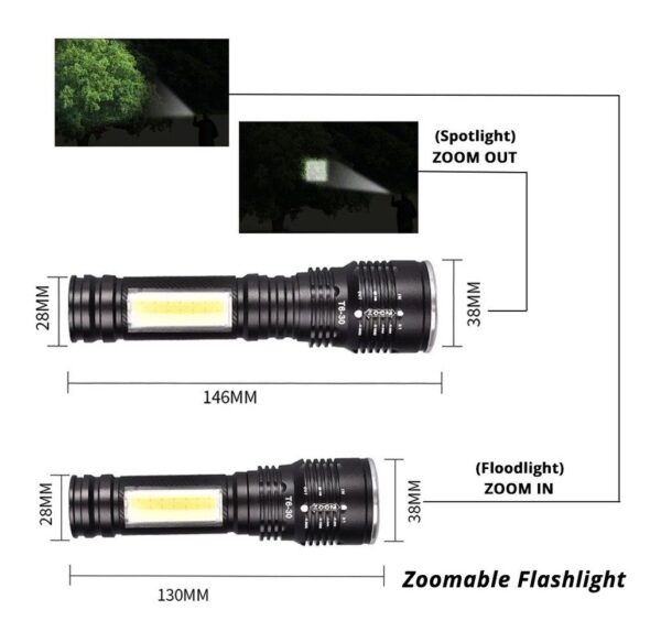 LINTERNA LED CREE T6 USB MICRO ZOOM LÁMPARA COB RECARGABLE - Image 2