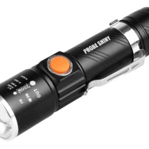 LINTERNA RECARGABLE LED TACTICA USB MILITAR CLIP