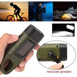 LINTERNA LED LAMPARA DE MANO RECARGABLE MANIVELA Y SOLAR