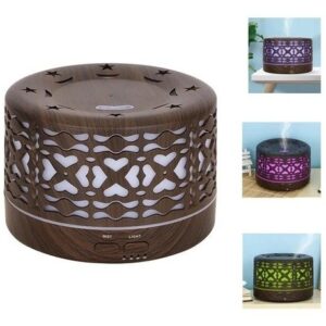 HUMIDIFICADOR AIRE DIFUSOR AROMAS 500ML MADERA GRABADO