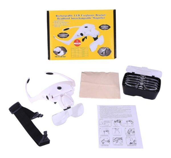 Gafas Lupa Optovisor  Cabeza Luces Led Y 5 Lentes Intercambiables